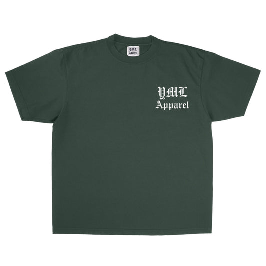 Moss Green Garment Dye "YML APPAREL" Tee