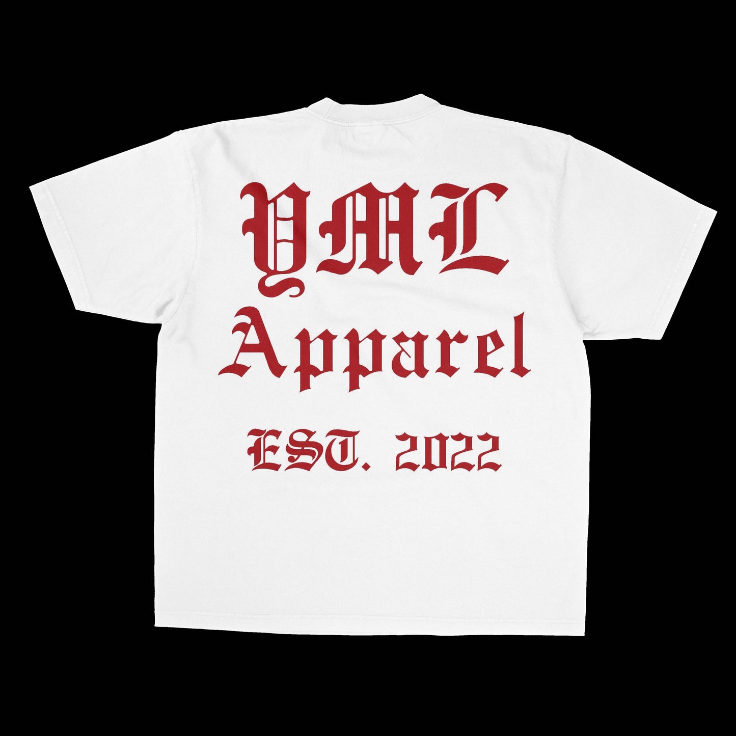 White/Cherry Heavyweight "YML Apparel" Tee